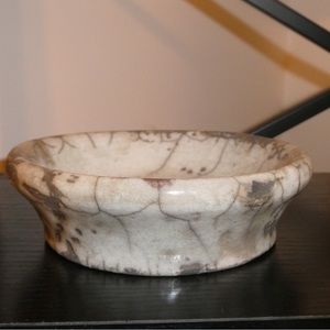 Handmade sculptural bowl and 2 mini glasses